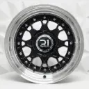 RIN 15X8 4-100/114.3 R1 SPORT QC1286 BB BLACK ML+CHROME RIVETS* ET20 CB73.1
