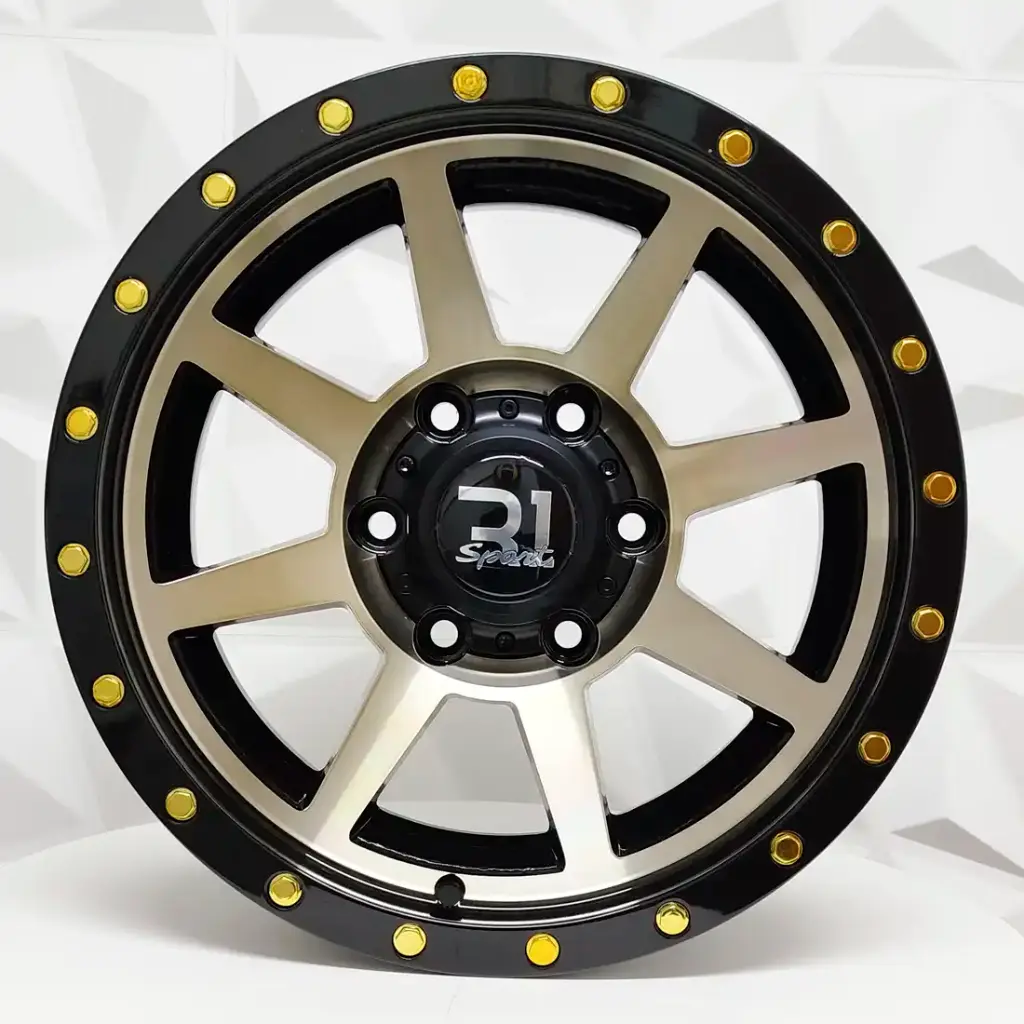 RIN 16X8 6-139.7 R1 SPORT QC821 BRONZE FACE ML BLACK RIVETS GOLD ET0 CB110